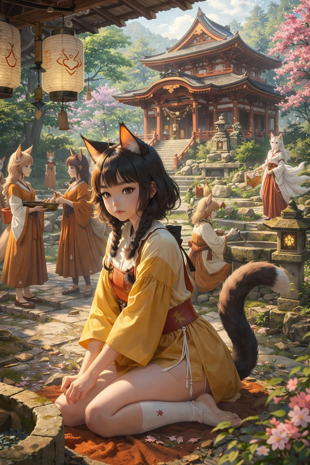 Kitsune monastery and spiritual beastkin culture.